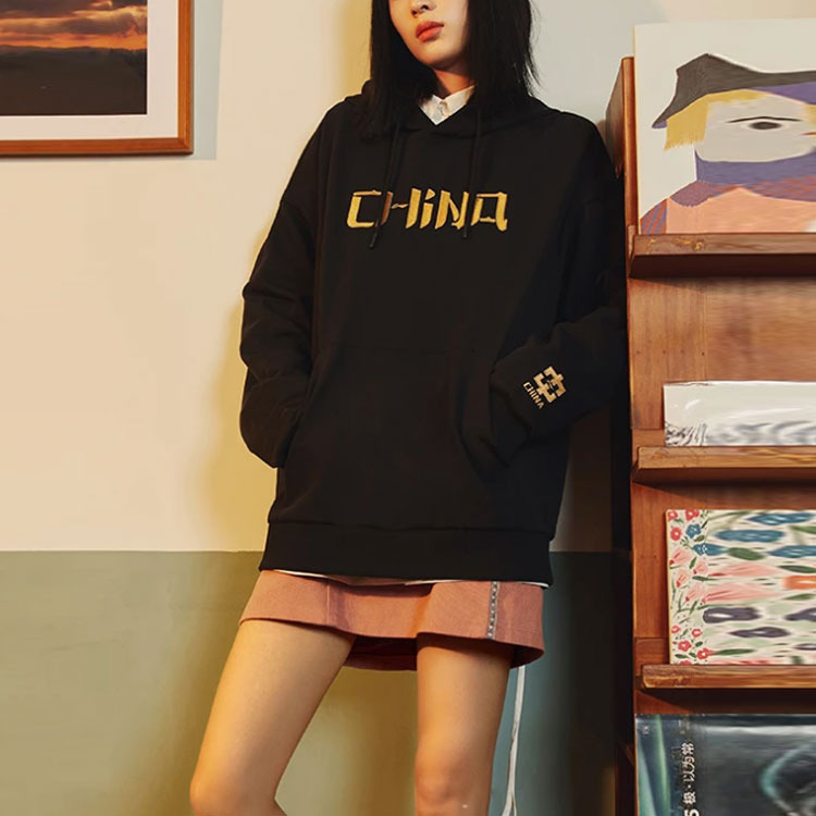 Li-Ning Sports Living Series Alphabet Embroidered Loose Couple Style Hoodie 'Black' AWDRB80-6 - 4