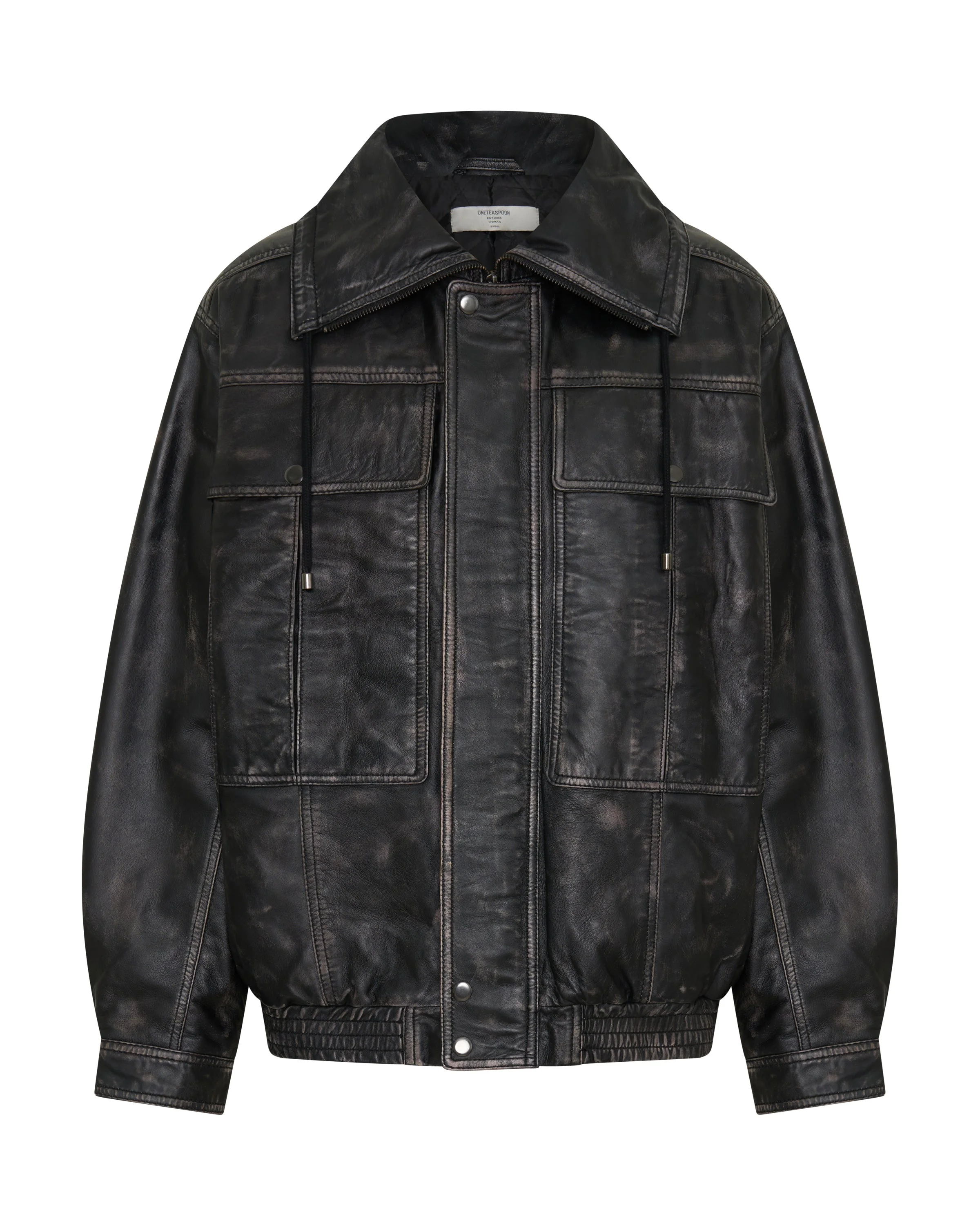 Atlas Utility Leather Jacket - Worn Black - 1