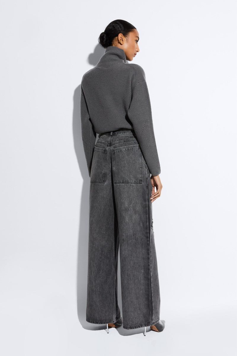 Relaxed Denim Distressed Wide Leg Jean 3