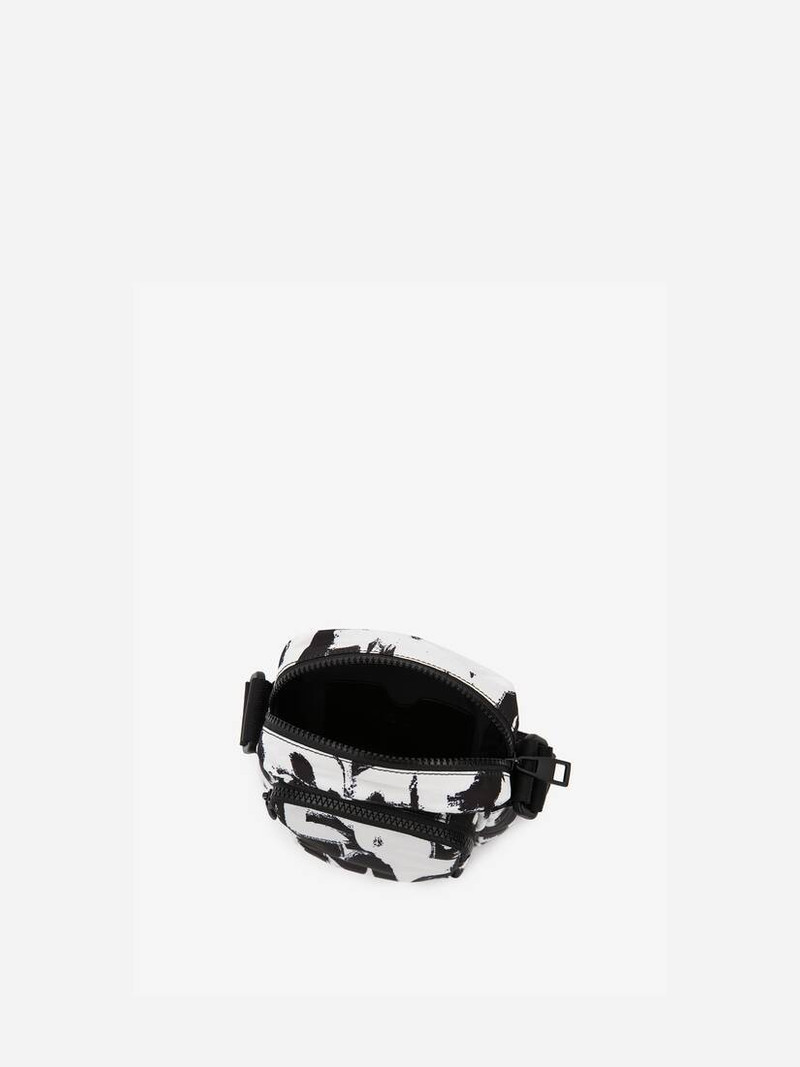 Mcqueen Graffiti Mini Messenger Bag in Black/off White 3