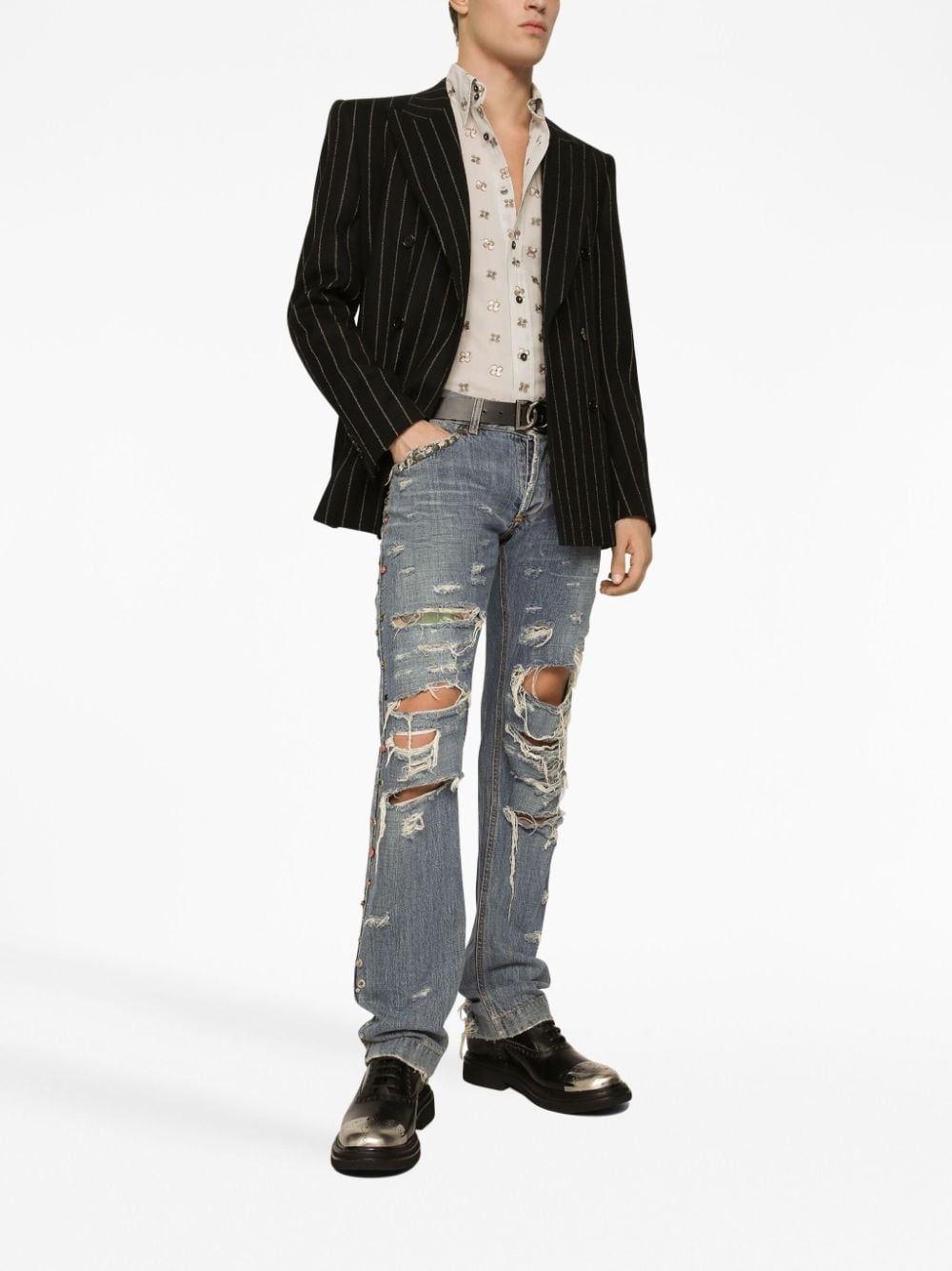 pinstripe double-breasted blazer - 2