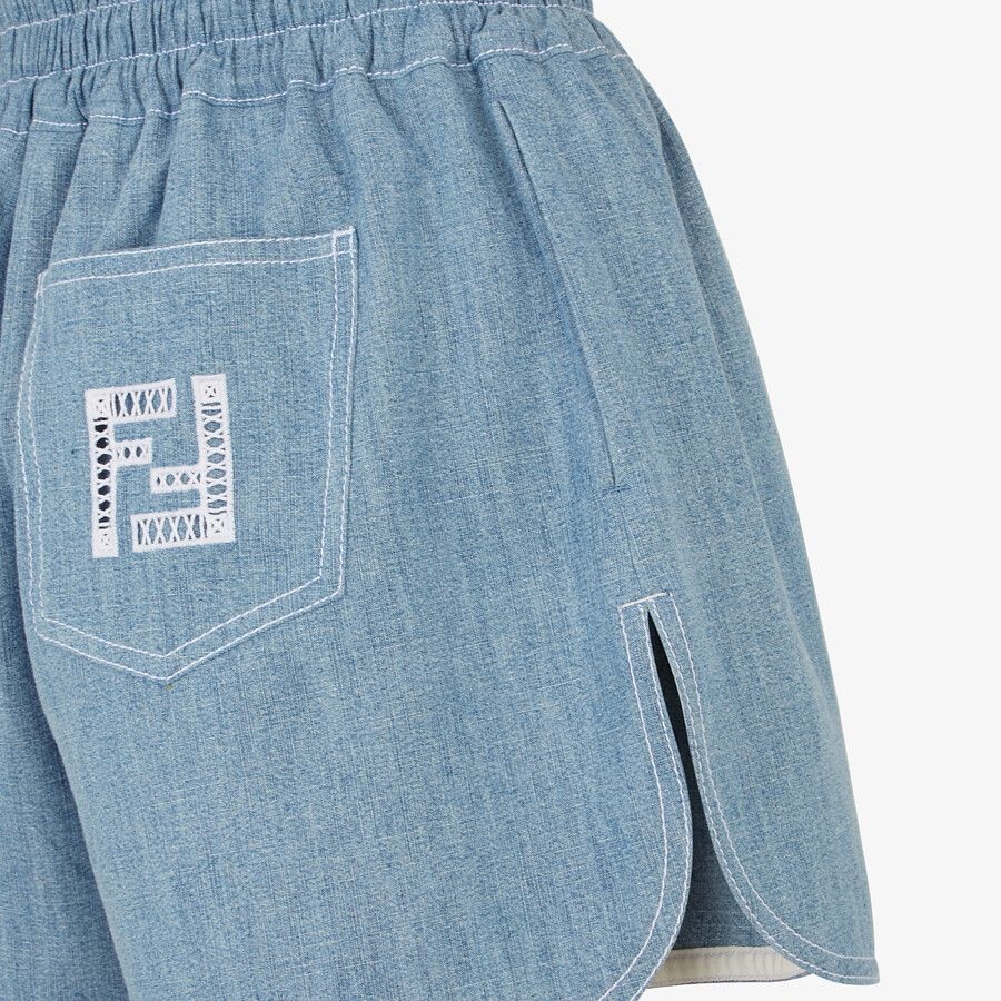 Light blue chambray shorts - 3
