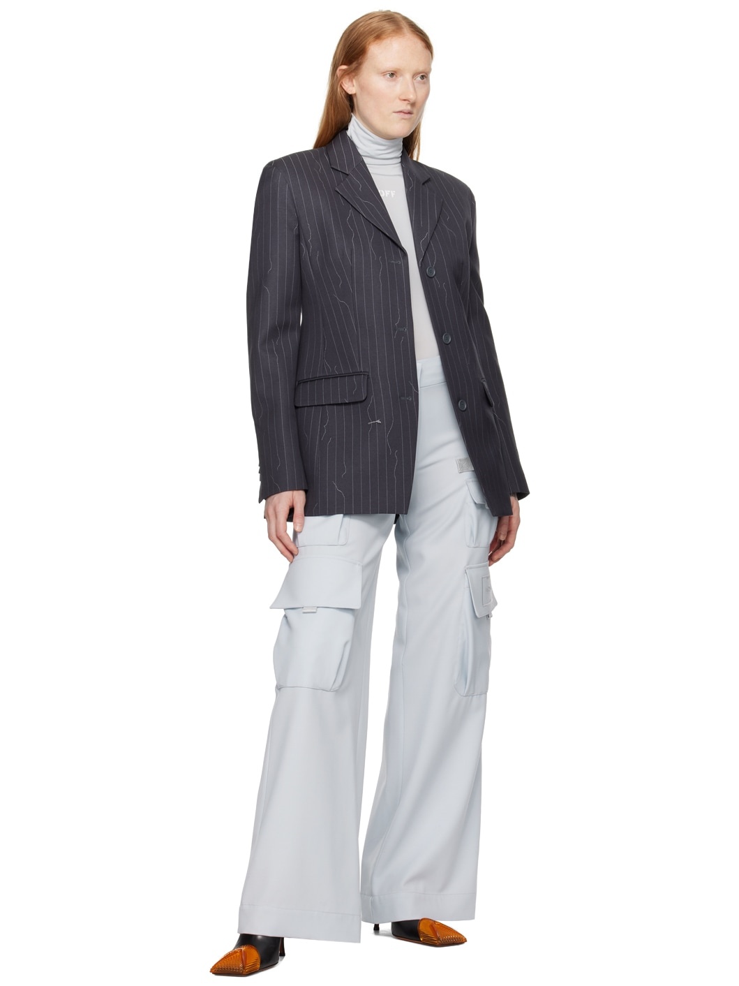 Navy Pinstripe Blazer - 4