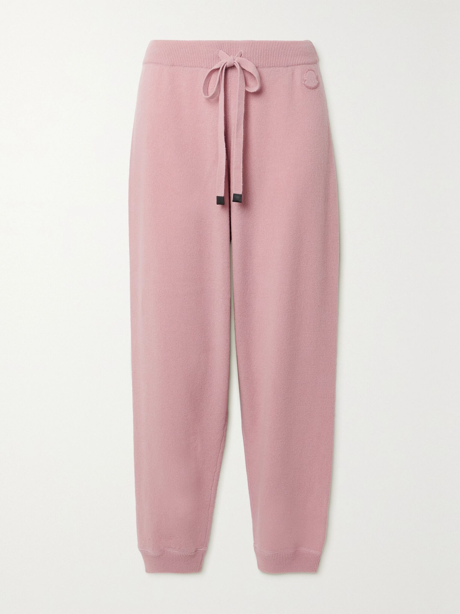 Leather-trimmed wool and cashmere-blend track pants Baby pink - 1