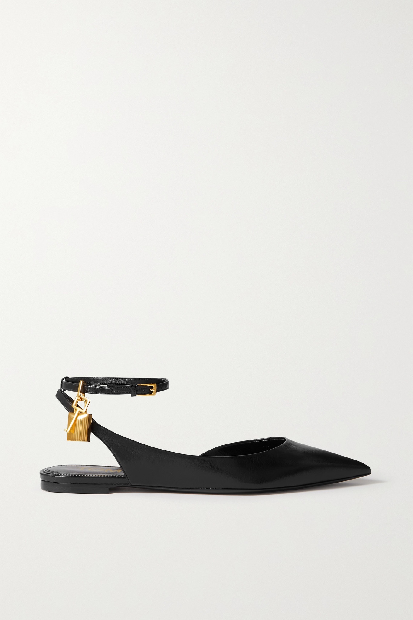 Padlock embellished leather point-toe flats - 1