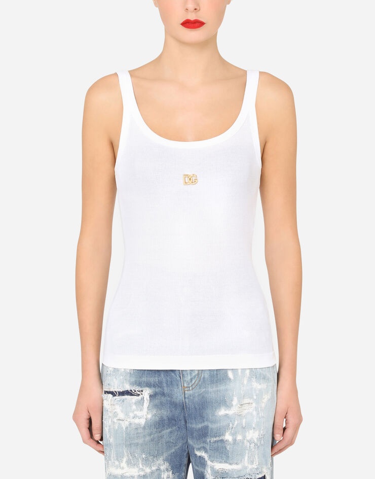 Fine-rib jersey tank top with DG logo - 1