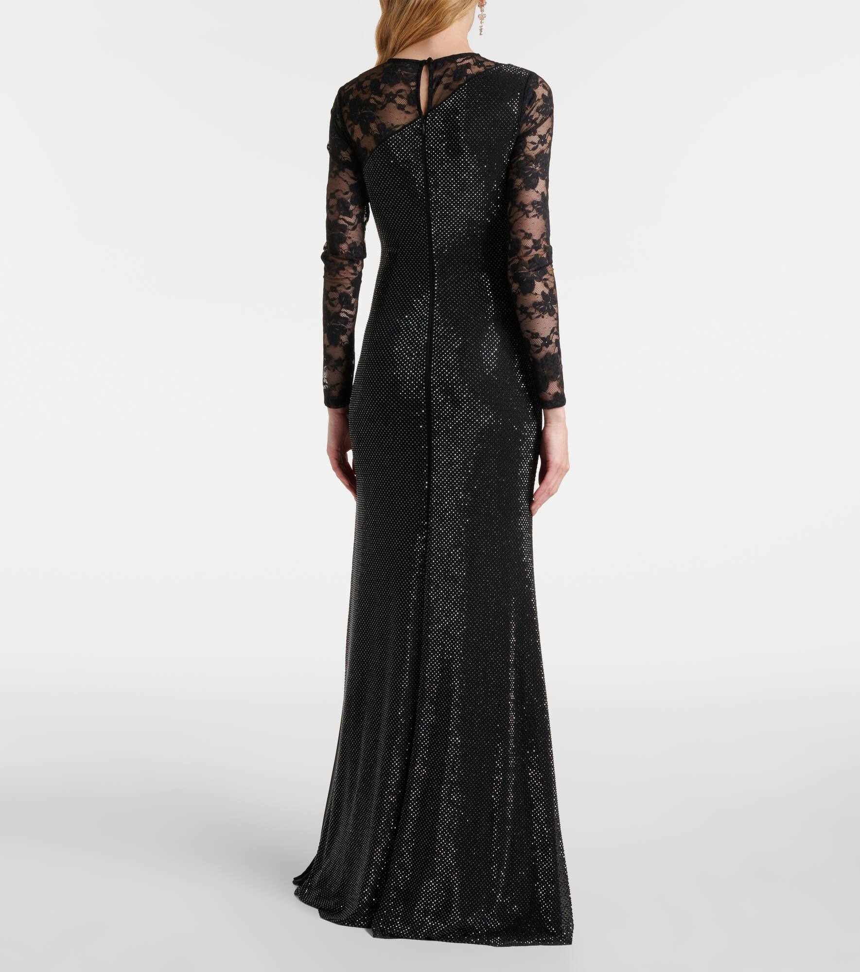 Rhinestone lace-trimmed gown - 3