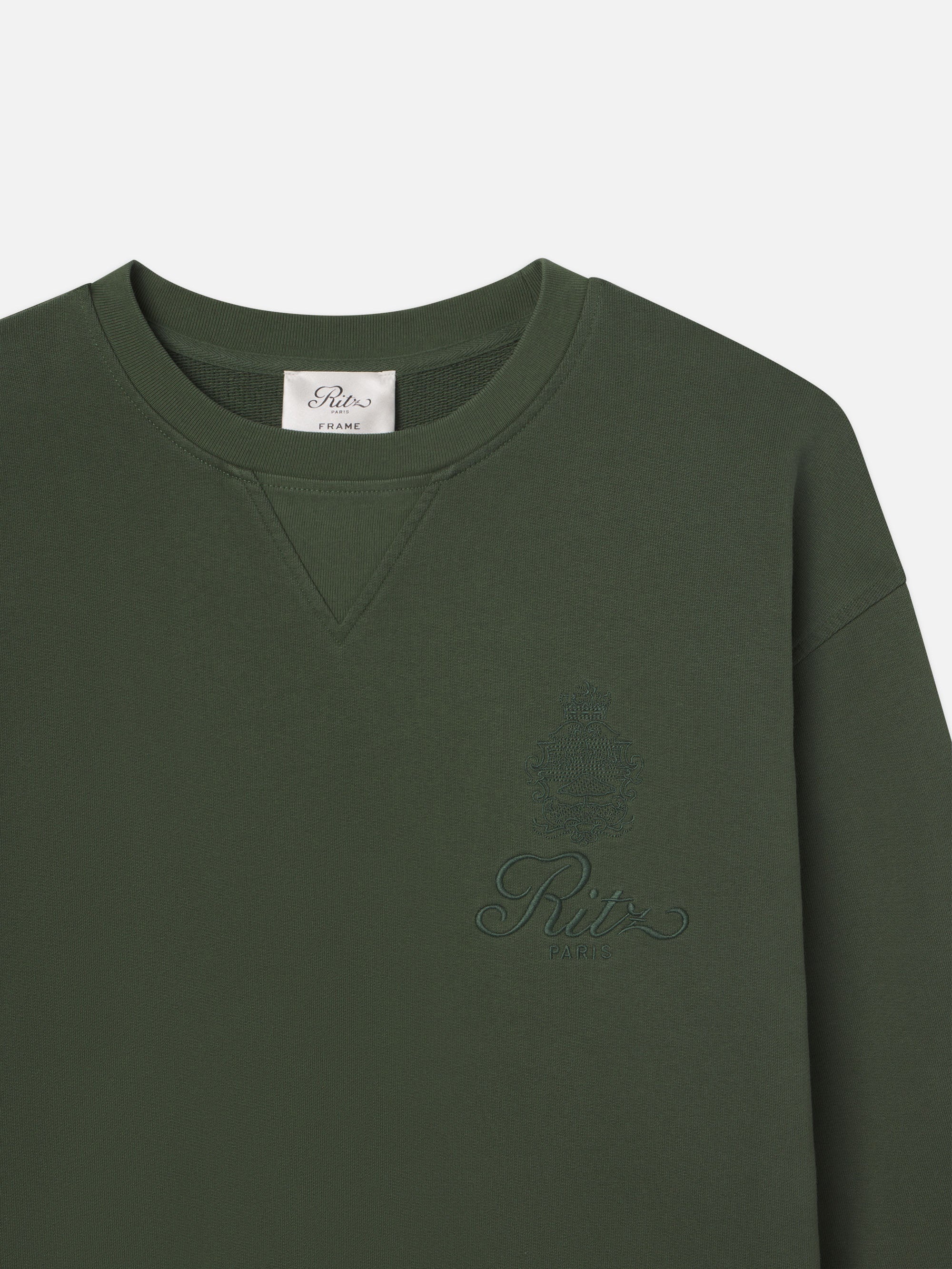 Ritz Unisex Tonal Logo Crewneck in Hunter Green - 3