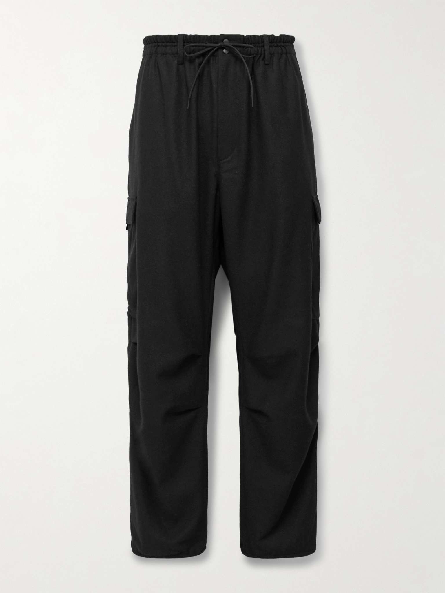 Cropped Flannel Drawstring Cargo Trousers - 1