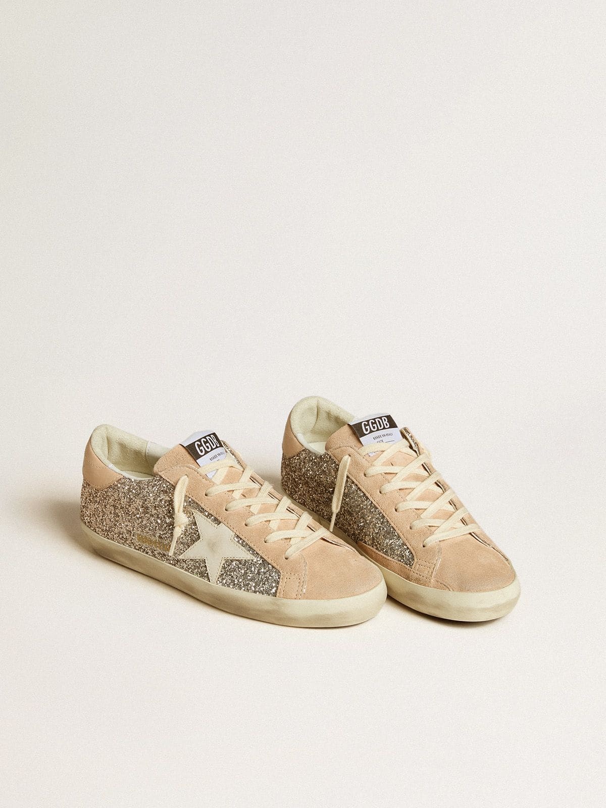 Super-Star in silver glitter with leather star and heel tab - 2