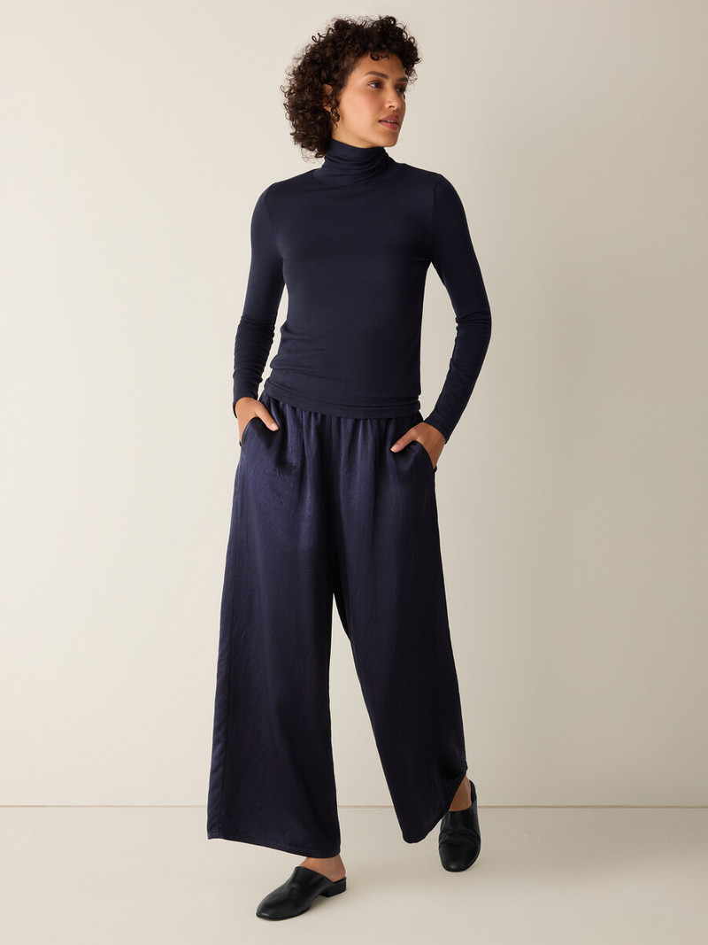 Sheer Cotton Blend Knit Turtleneck Top 3