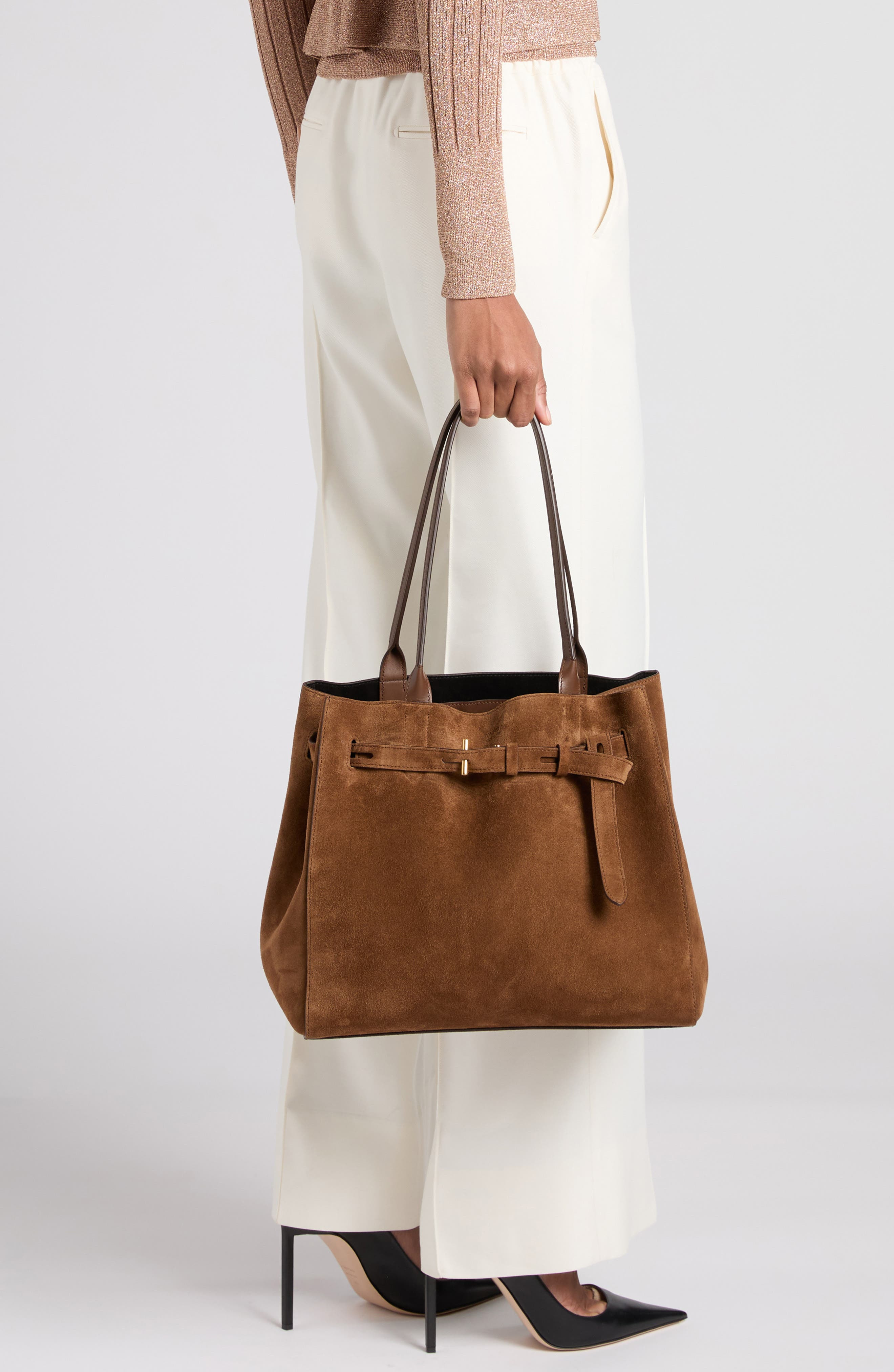 TOM FORD Medium Audrey Suede Tote in 1B033 Whisky at Nordstrom - 2
