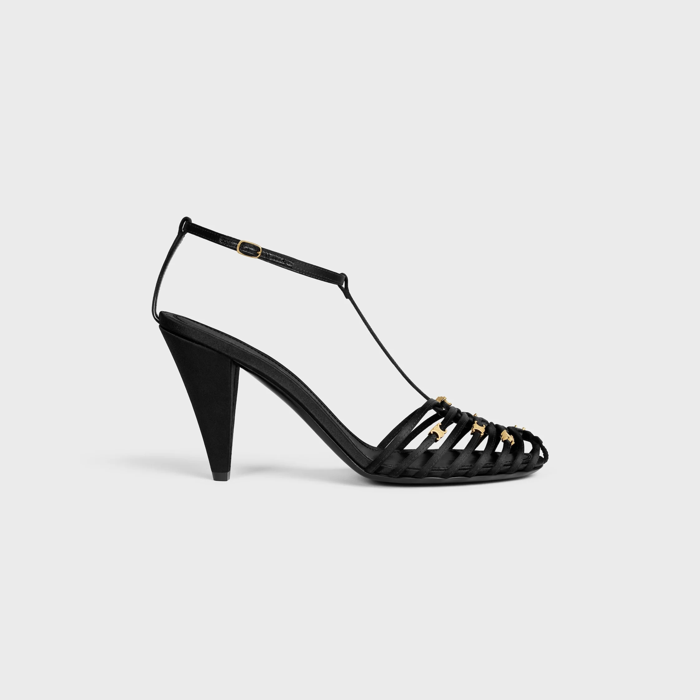 CAGE HEELED SANDAL IN Satin - 1