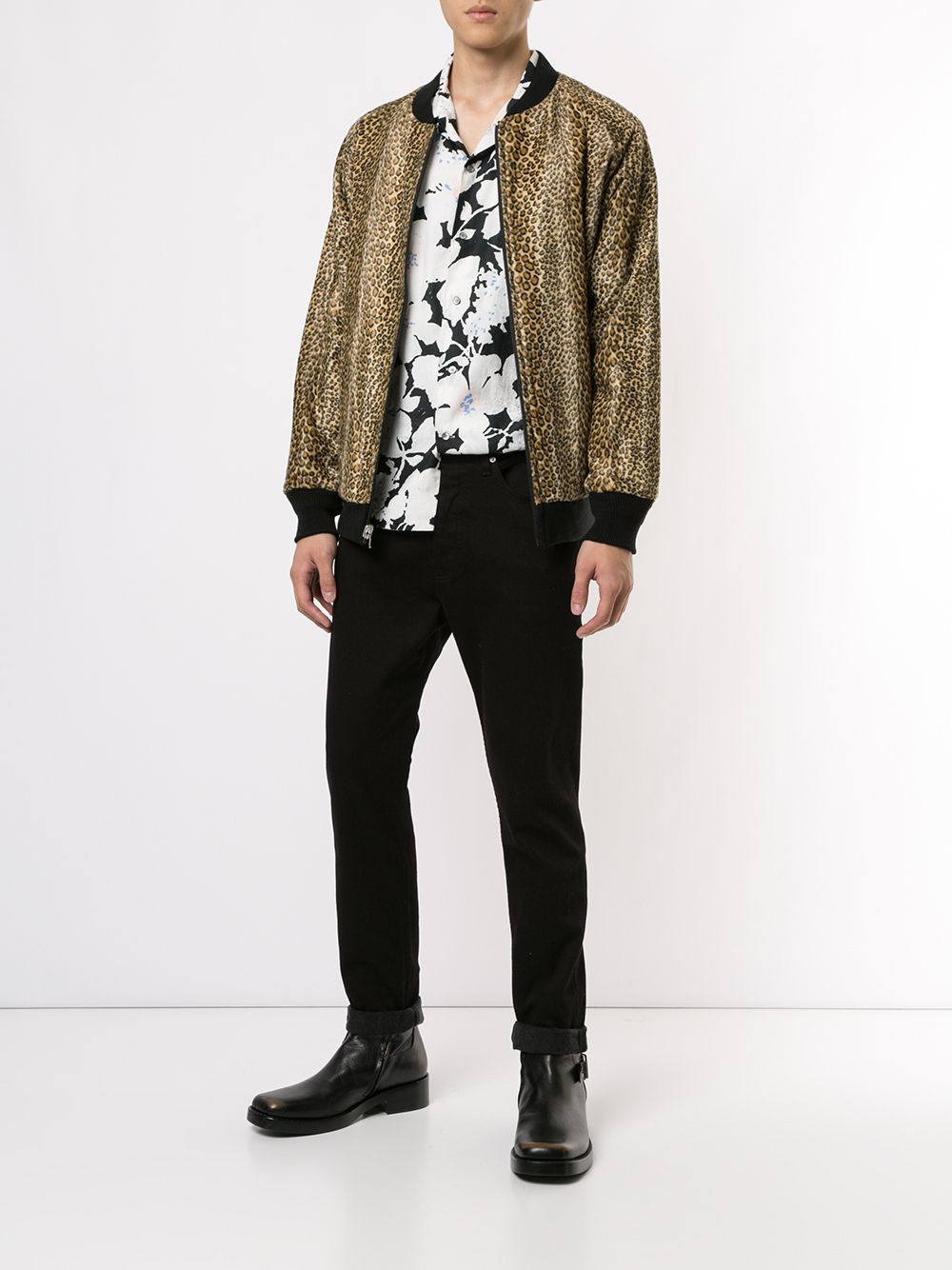 leopard-print velour bomber jacket - 2