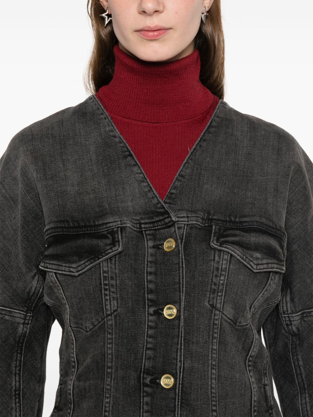 washed denim jacket - 5