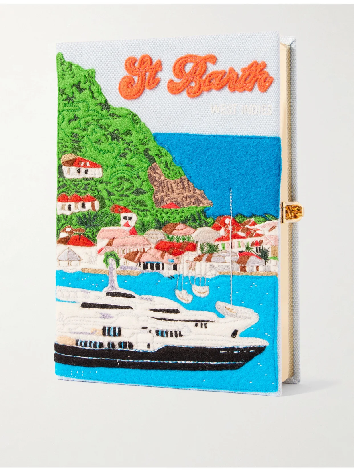 St. Barth Embroidered Appliquéd Cotton, Wool And Silk-blend Canvas Clutch - 1