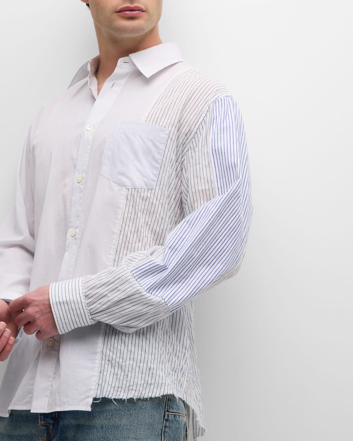 Men's Paneled Cloak Button-Down Shirt - 7