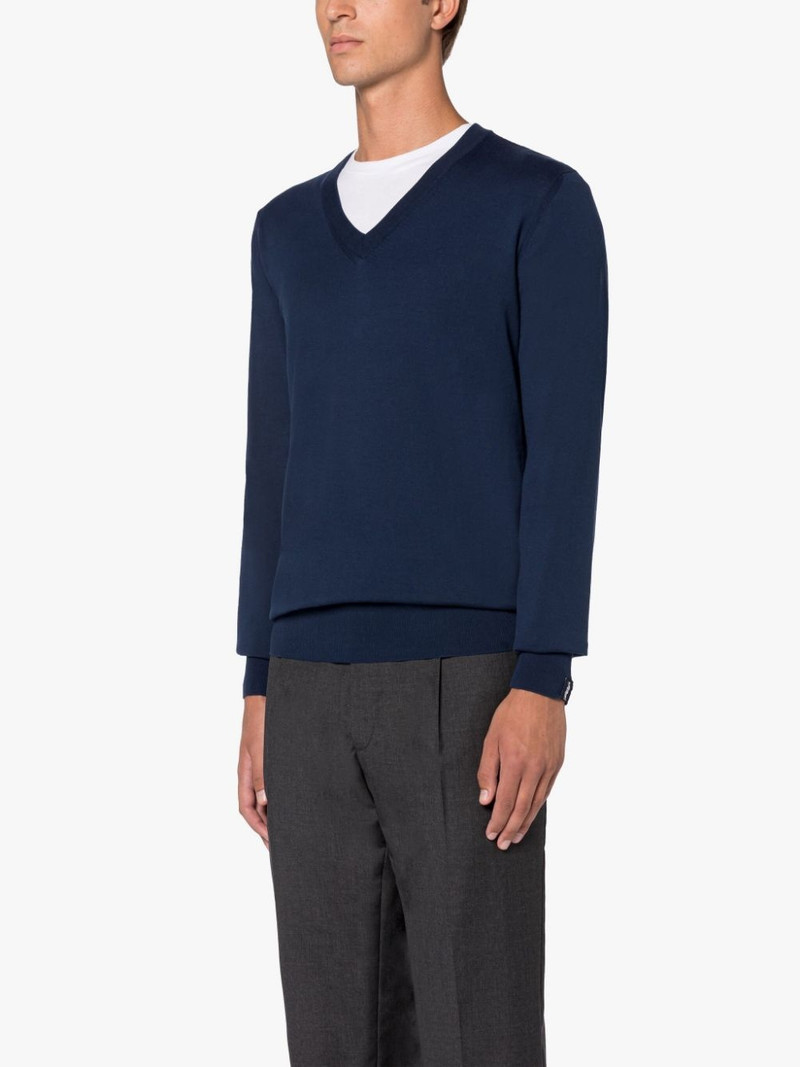 DEEP V NECK NAVY COTTON SWEATER 3