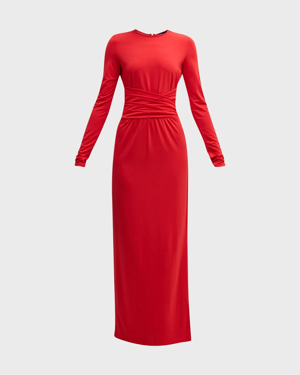 Pleated Long-Sleeve Jersey Column Gown - 1