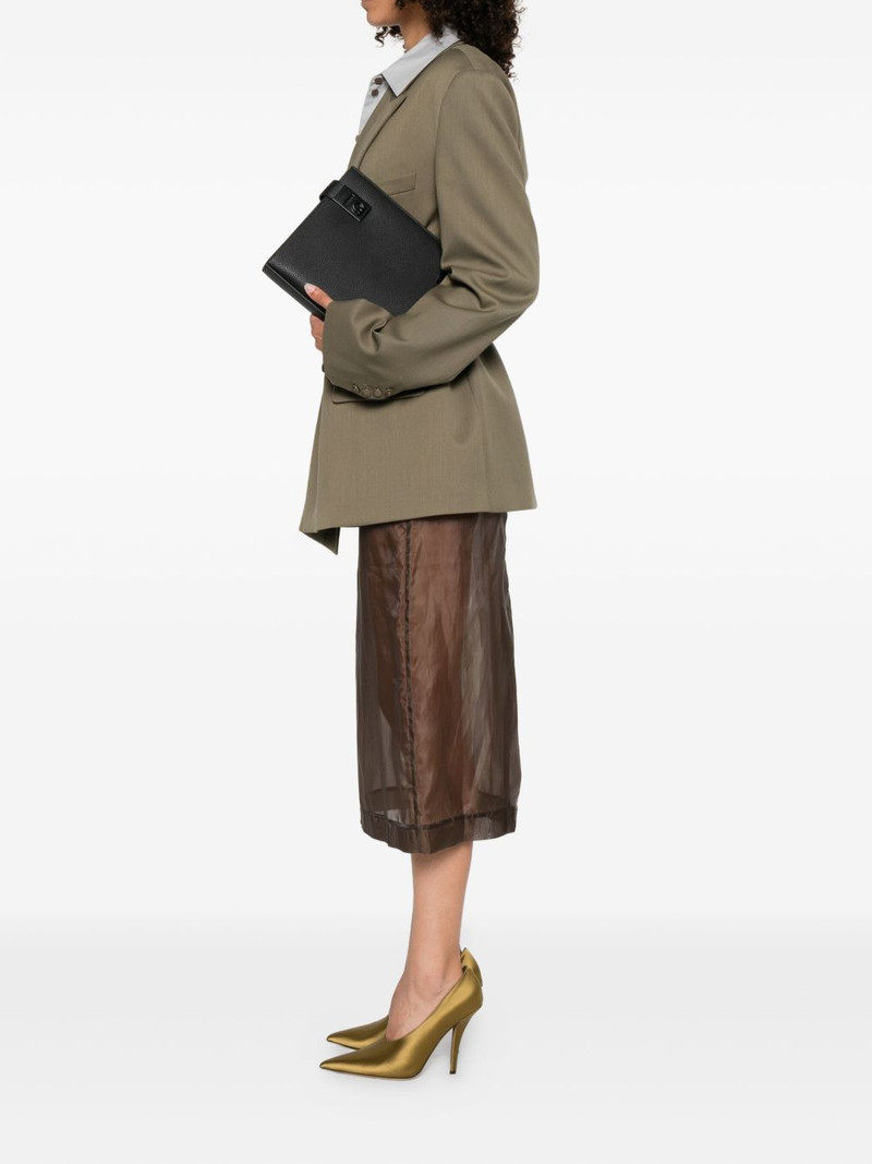 FERRAGAMO Gancini-buckle leather clutch bag outlook