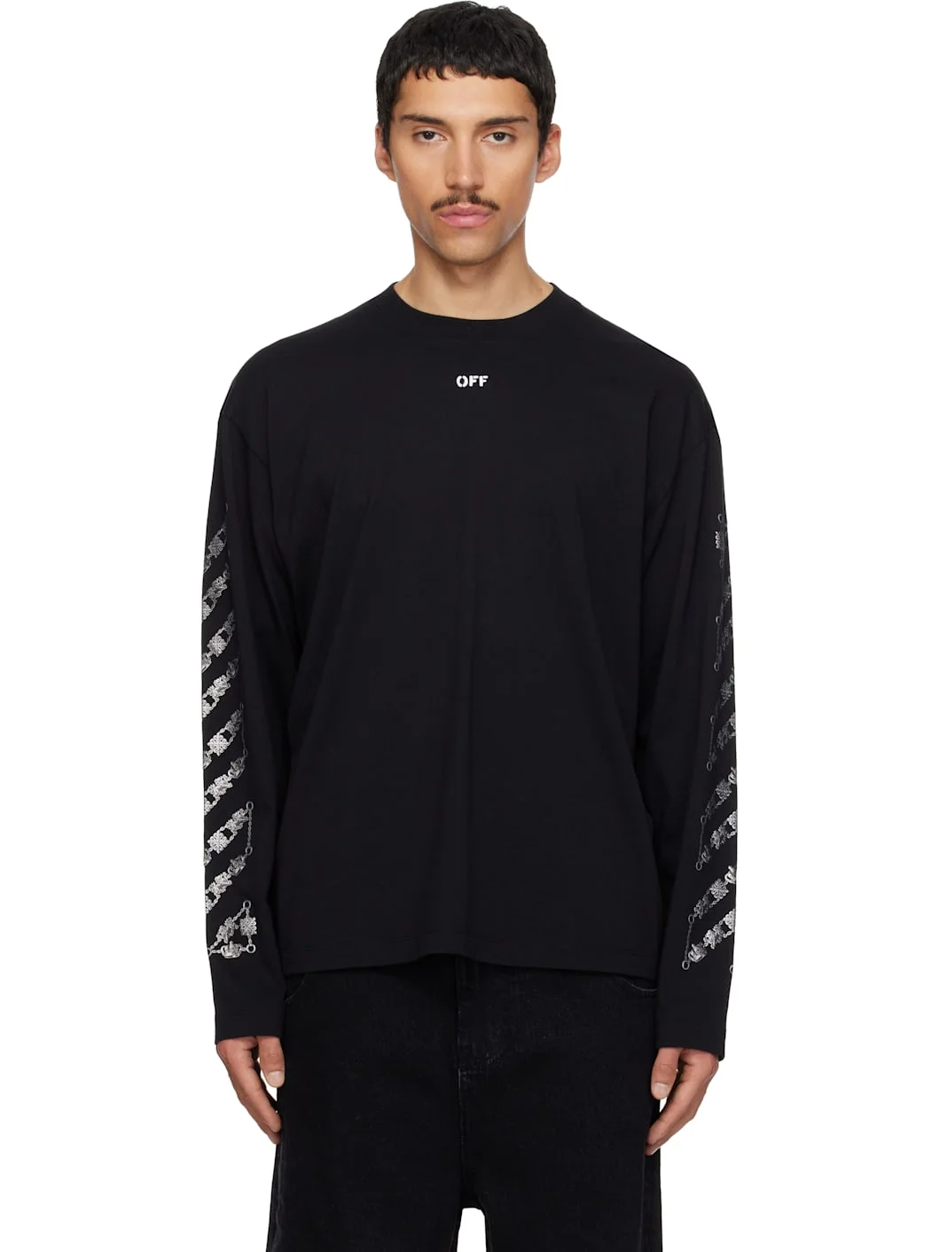 Black Chain Arrow Diagonal Skate Long Sleeve T-shirt - 1