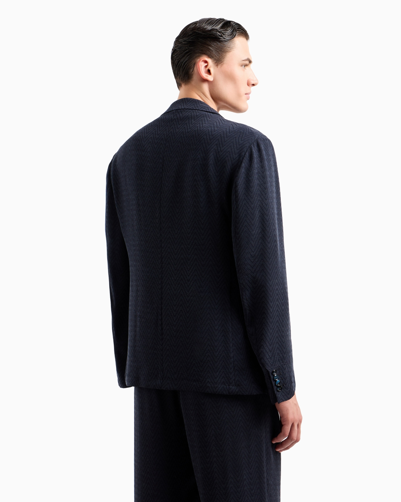 SINGLE-BREASTED JACKET IN CHEVRON CUPRO AND VISCOSE - 3