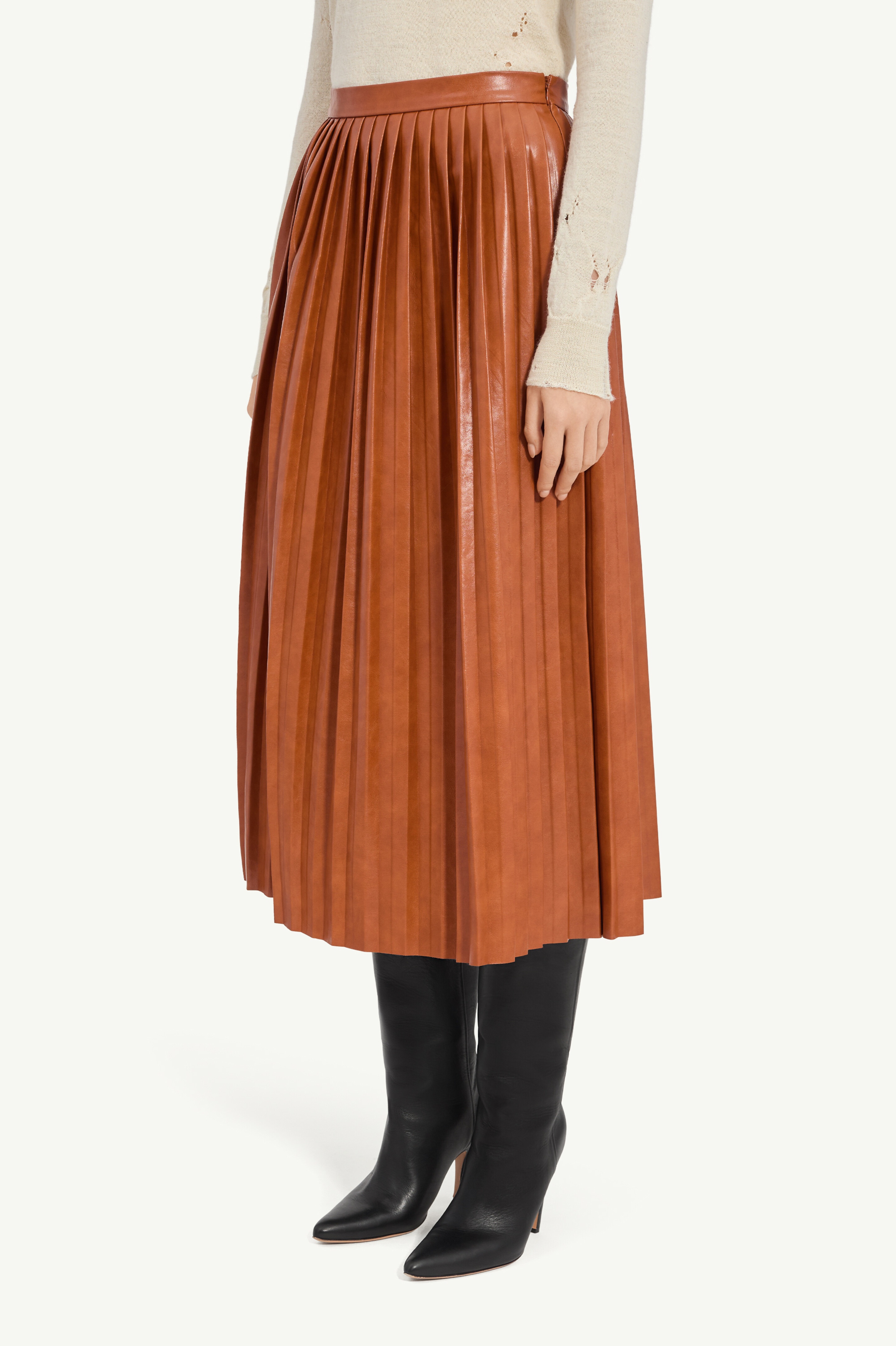 Faux leather midi skirt - 5