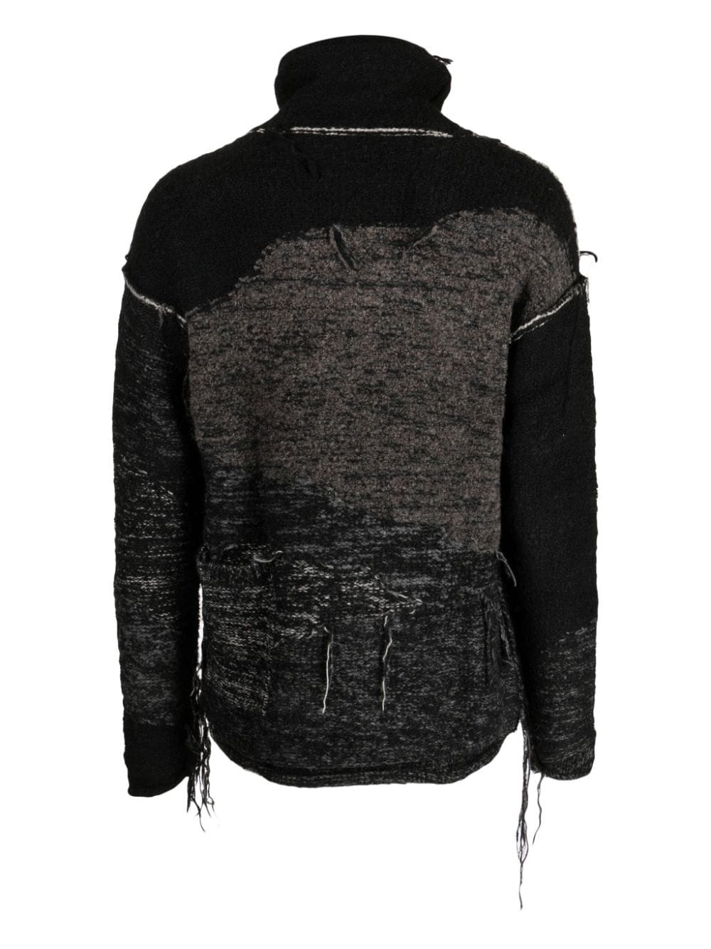 high-neck distressed cardigan - 2