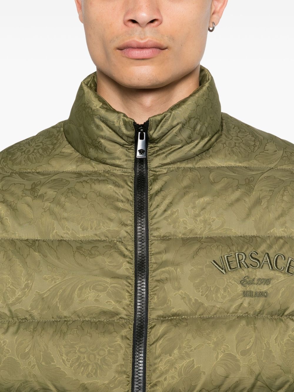 Barocco-print padded jacket - 5