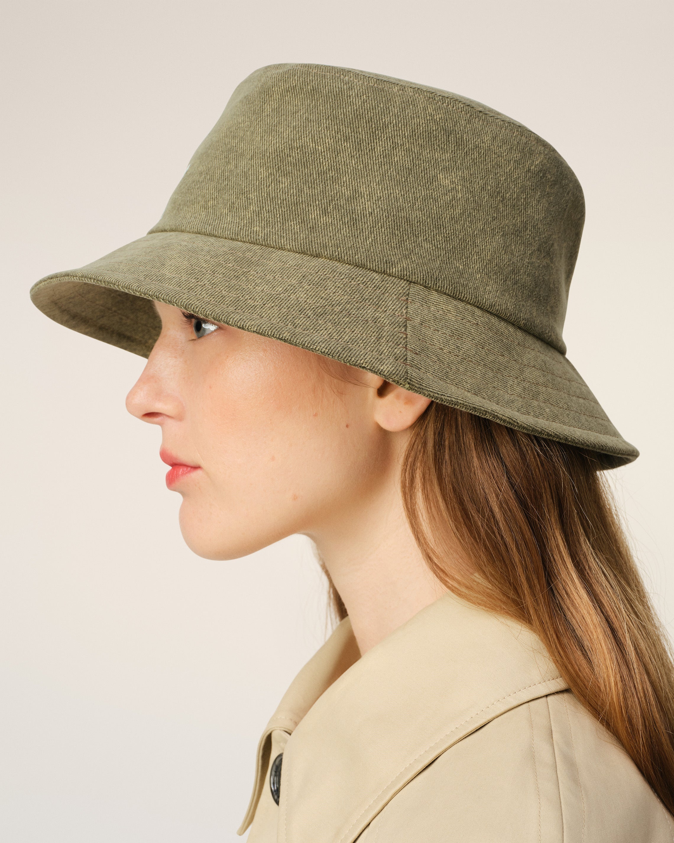 GREEN COTTON AMI DE COEUR EMBROIDERY BUCKET HAT - 5