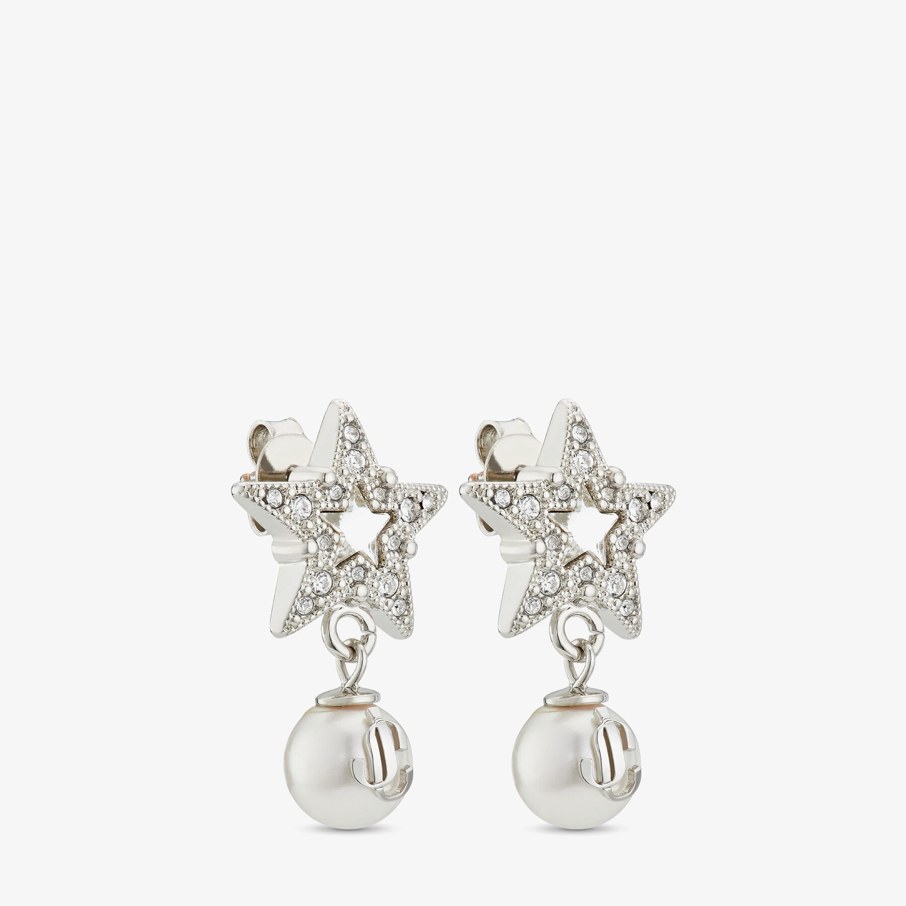 Crystal Star Earrings
Silver-Finish Metal Star Earrings with White Resin Pearls and Swarovski Crysta - 2