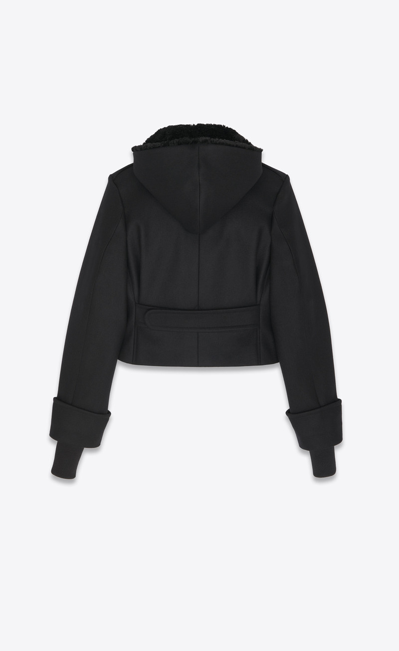 military coat in wool felt and shearling 4