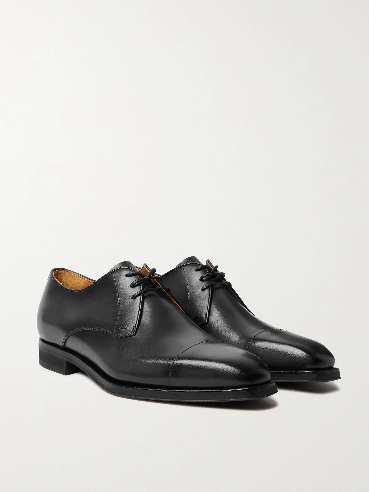 Cap-Toe Venezia Leather Derby Shoes - 4