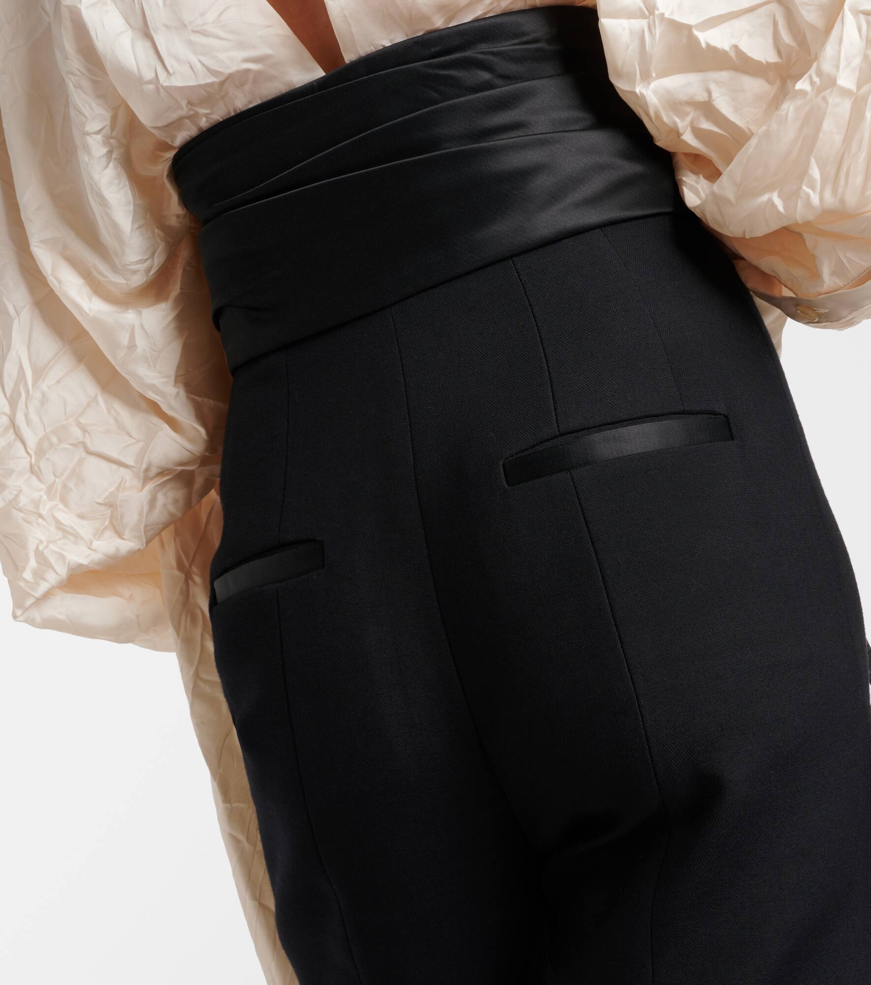Lenro satin-trimmed high-rise slim pants - 6