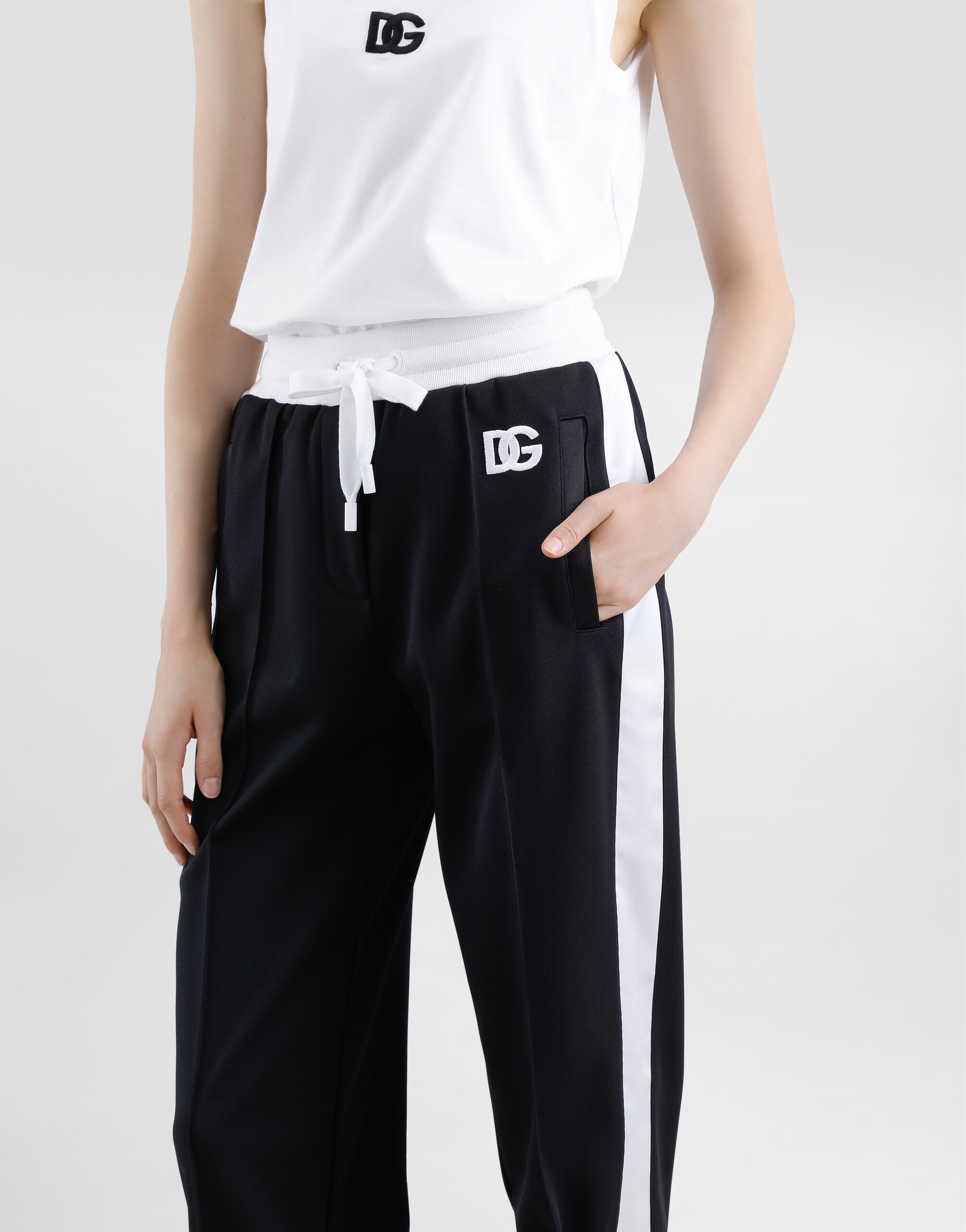 Triacetate jogging pants with DG logo embroidery - 4