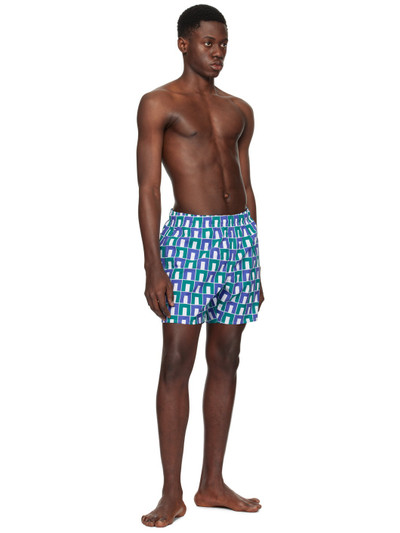 LACOSTE Blue & Green Printed Swim Shorts outlook