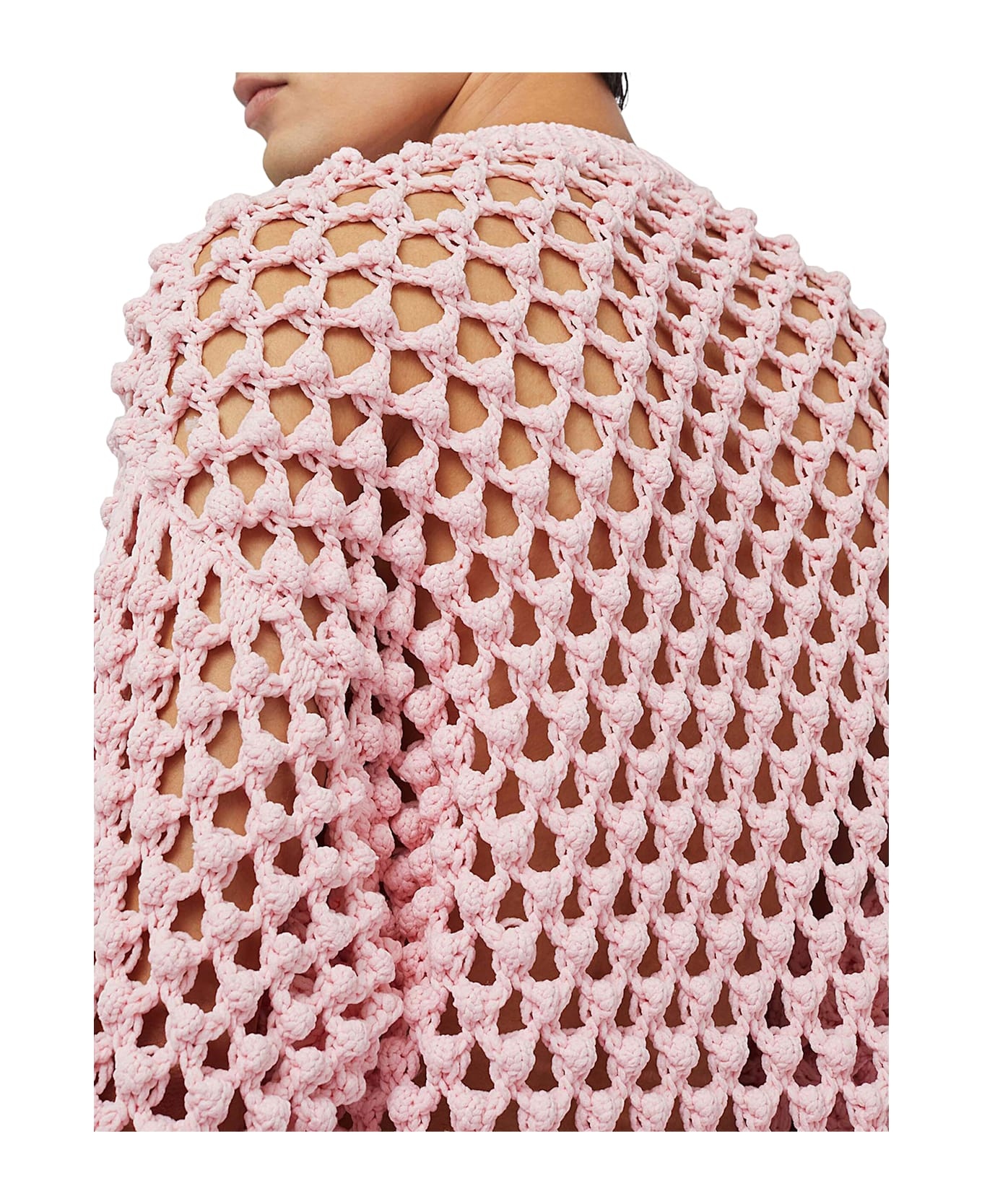 Crew Neck Crochet Sweater - 4