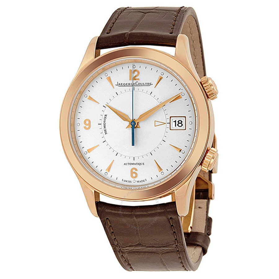 Jaeger LeCoultre Master Memovox Silver Dial 18kt Rose Gold Brown Leather Men's Watch Q1412430 - 1