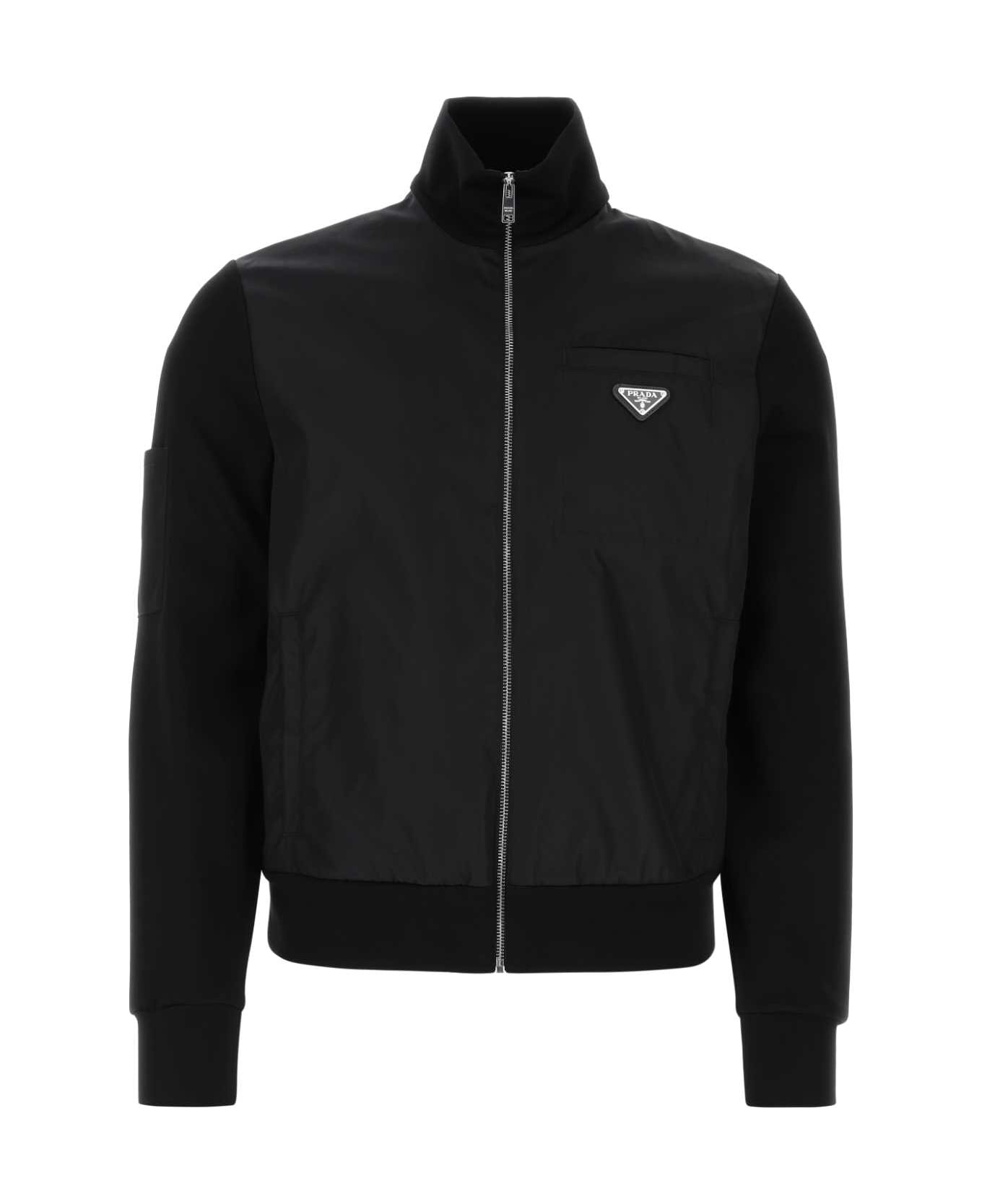 Black Cotton Blend Jacket - 1