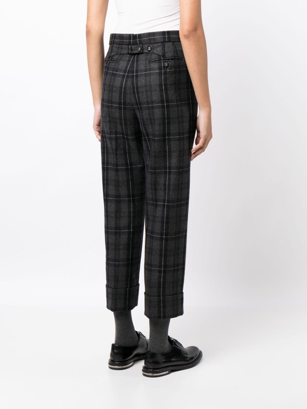 check-pattern cropped trousers - 4