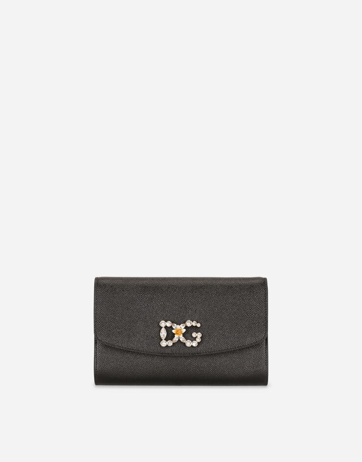 Dauphine calfskin mini bag with rhinestone-detailed DG logo - 1