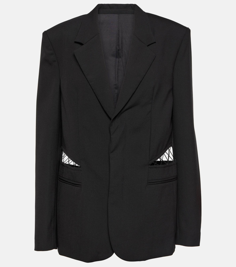 Lace-trimmed cutout wool blazer - 1