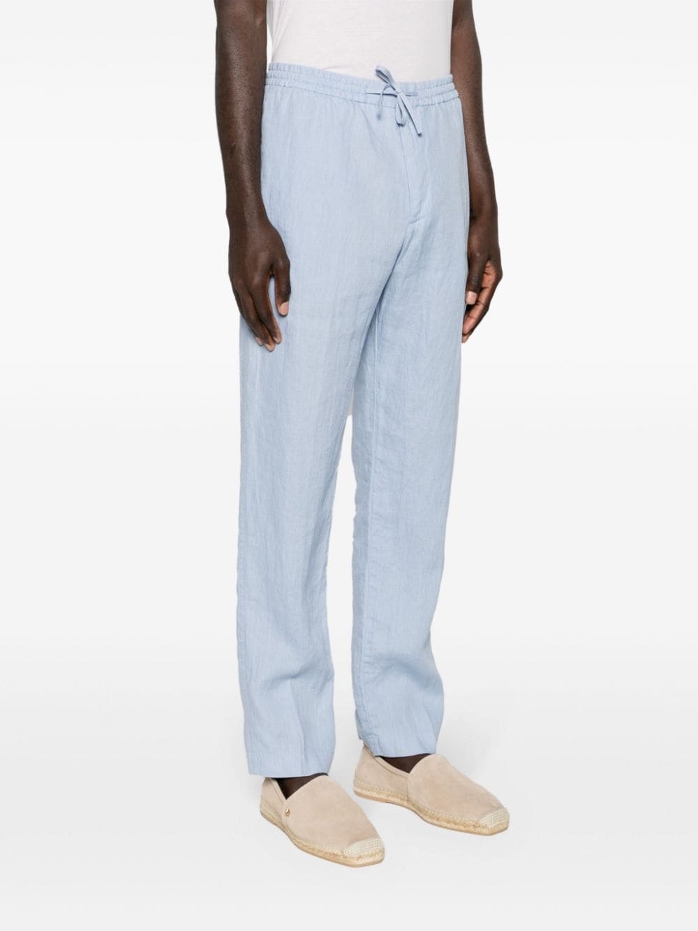 mid-rise tapered linen trousers - 3