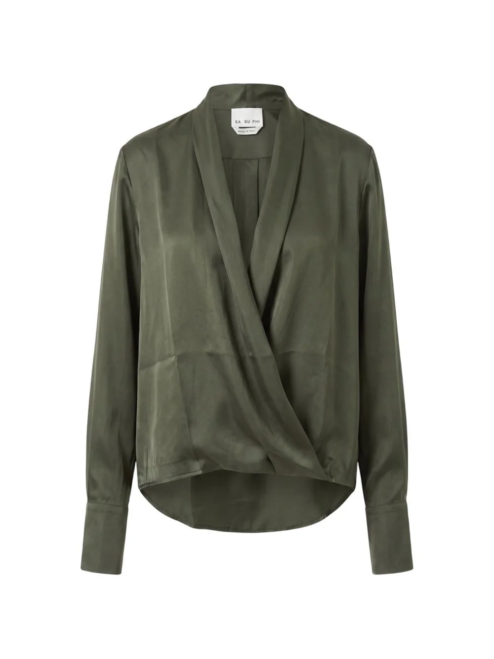 wrap-style silk blouse - 1
