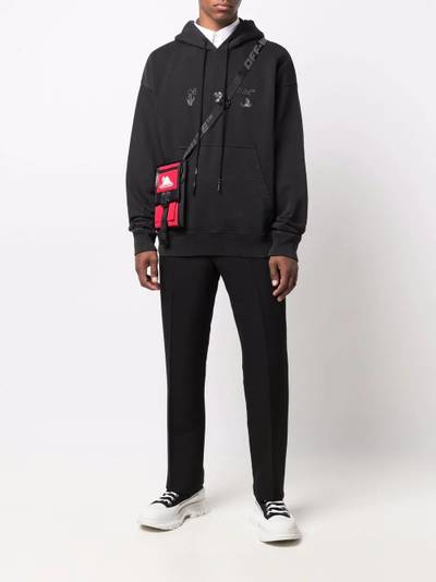 Off-White faded logo-print relaxed hoodie outlook