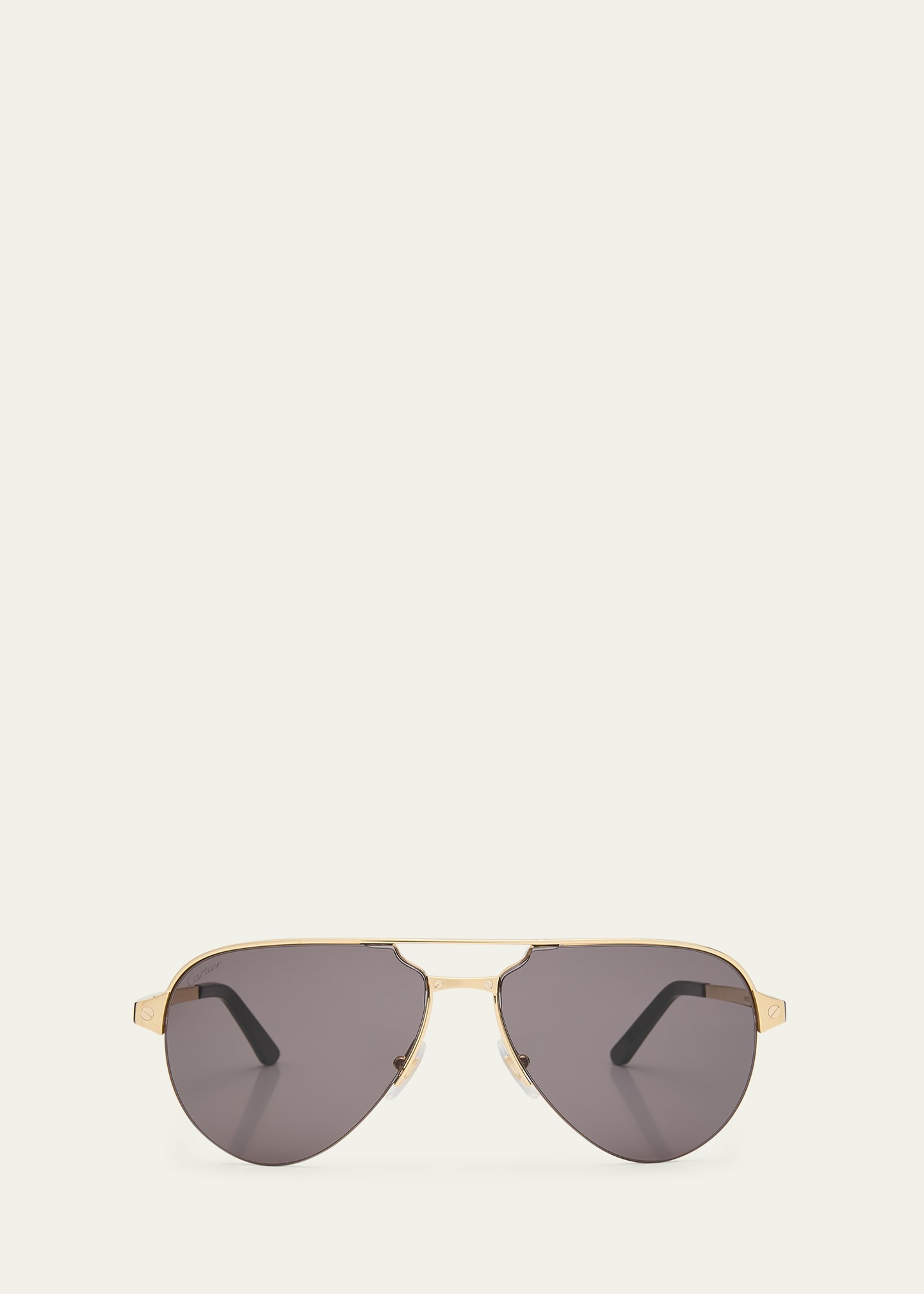 Men's Half-Rim Metal Aviator Sunglasses with Logo - 1