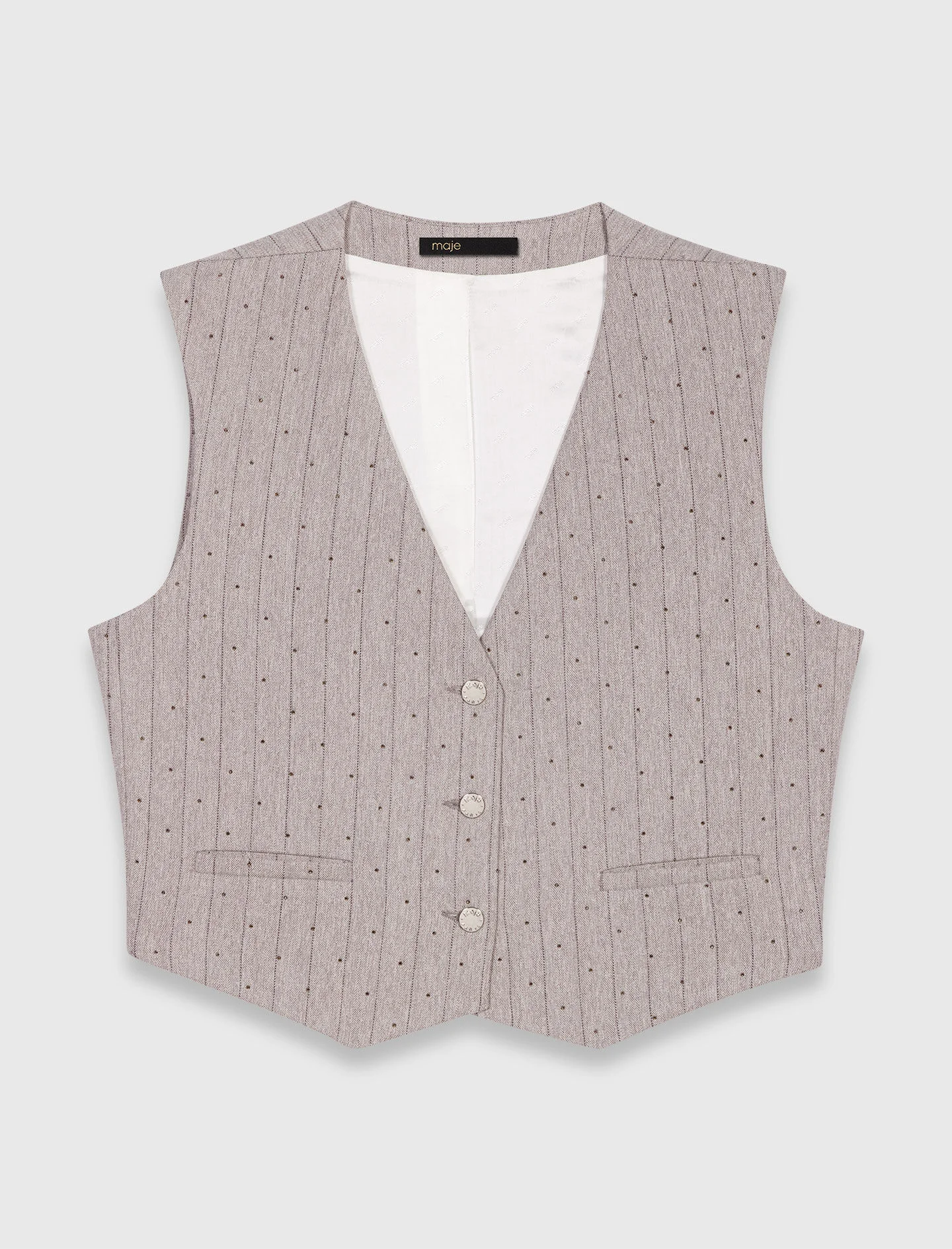 Rhinestone tailored vest - 1