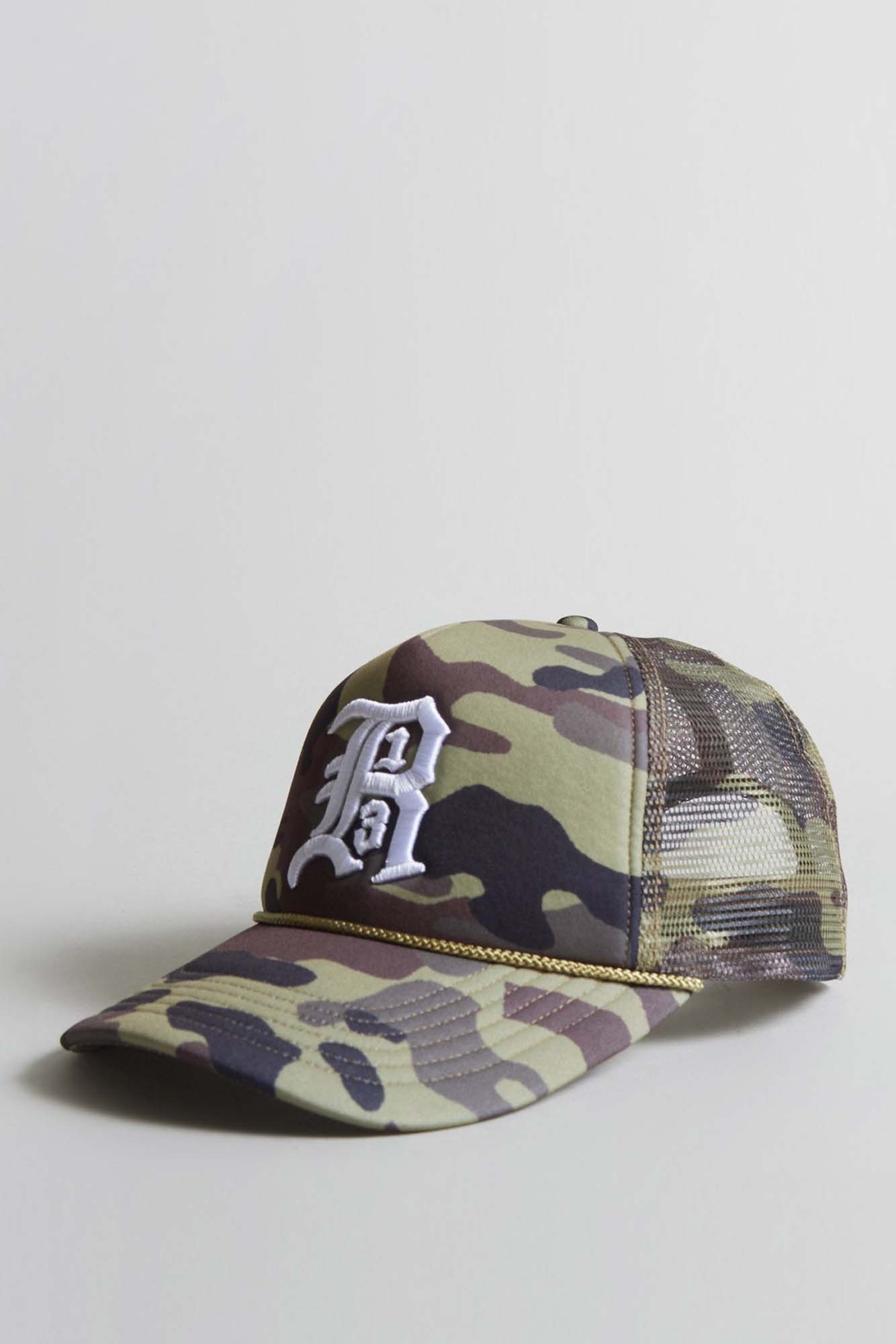 R13 TRUCKER HAT - CAMOUFLAGE OLIVE - 1