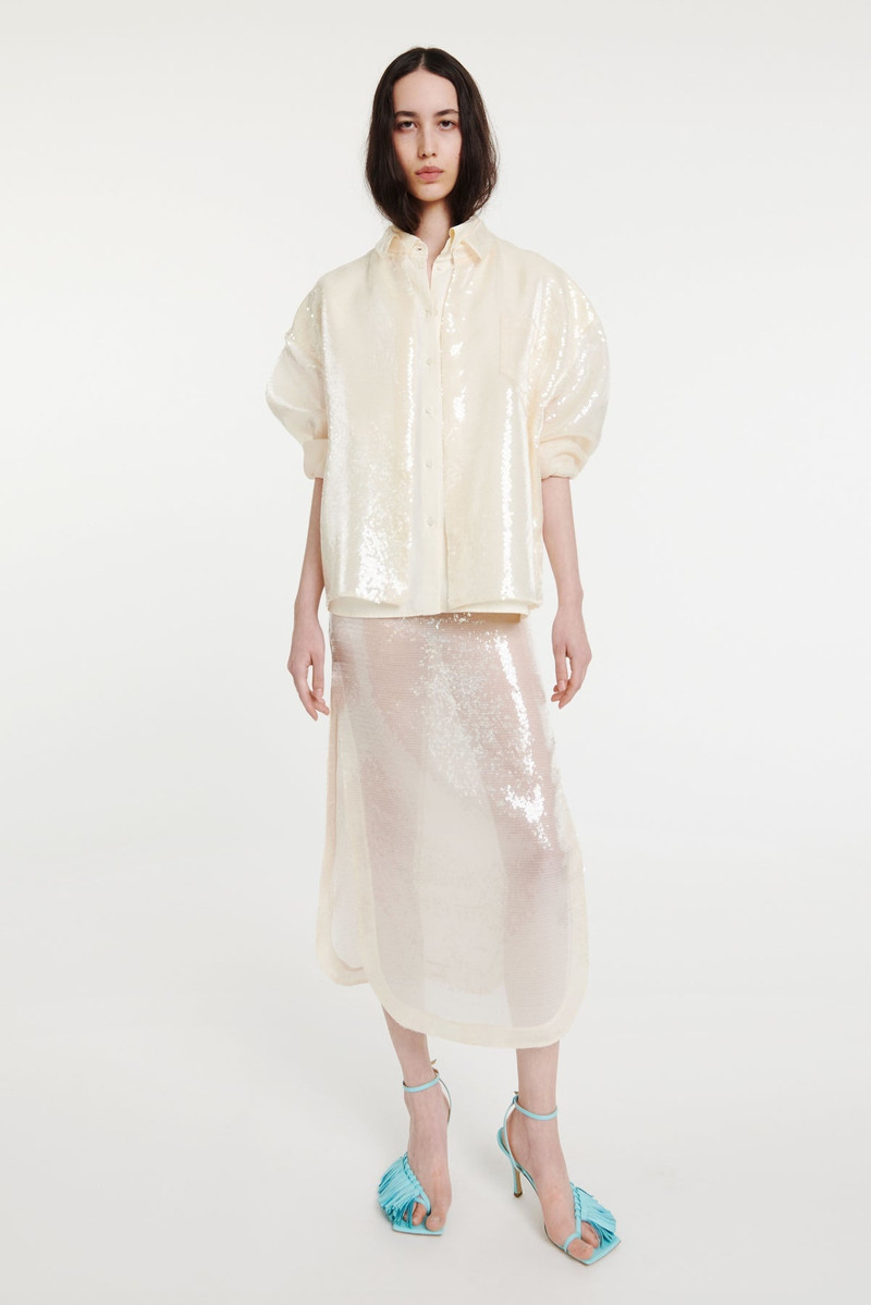 SEQUINED DOUBLE TROMPE-L’OEIL SHIRT IVORY 2