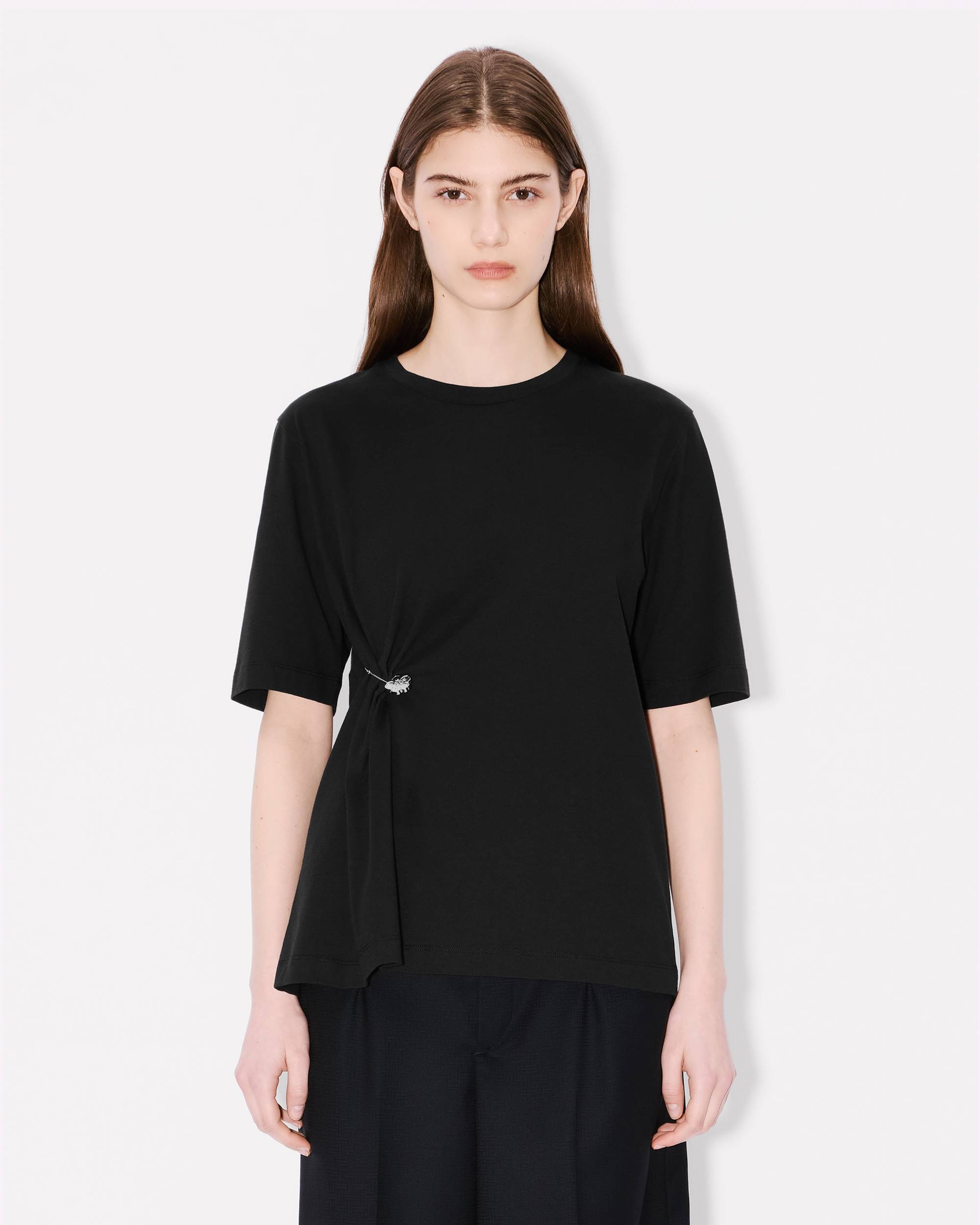 'Boke Flower' pin drap detail T-shirt in cotton - 3